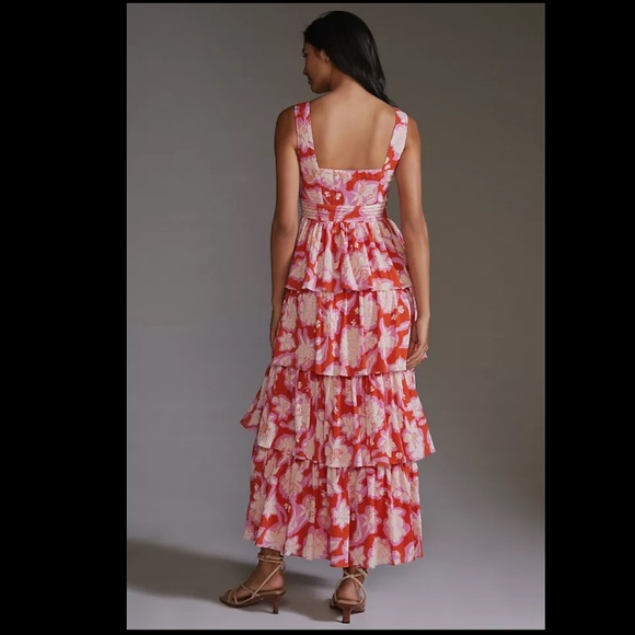 🌟HP🌟 Anthropologie NWT Vineet Bahl Tiered Ruffle Maxi Dress Size 4. - Picture 2 of 6